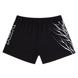 ABYSS SERIES Hybrid MMA Shorts, back view, flat lay on white background