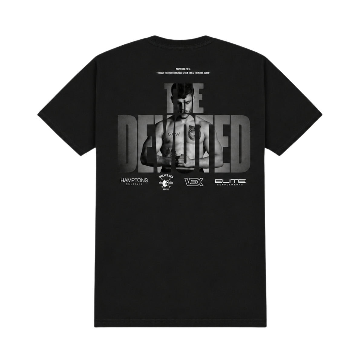 Back of black Kevin The Devoted Kophamel supporter t-shirt